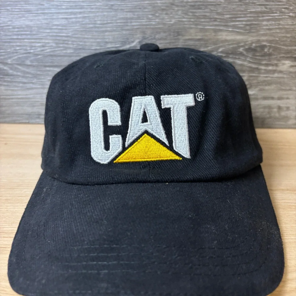 CAT Hat Cap Strap Back Black Outdoors Work Wear One Size Adjustable Mens‎